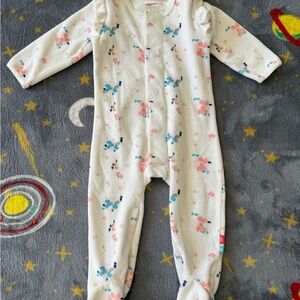 Magnetic Me Pink Blue Butterfly Floral Ruffle Footie Velour Winter 9-12 mo 19-22